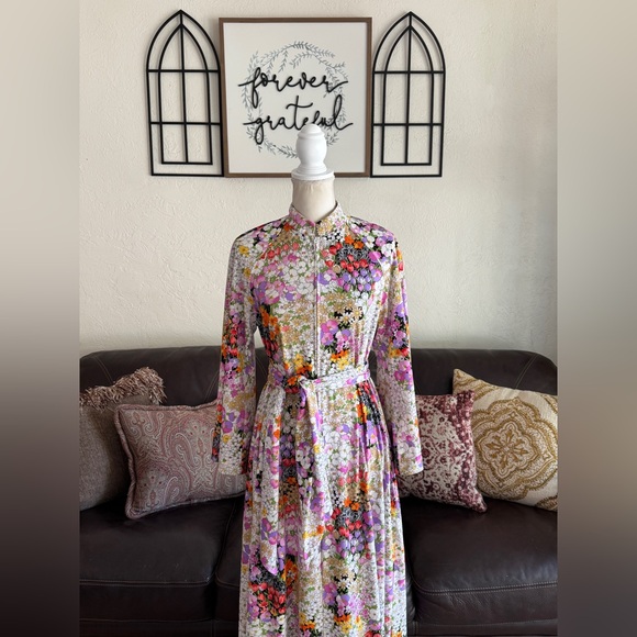 Christian Dior Loungewear Vintage Floral Print Dressing House Coat / Dress Sz M - Picture 3 of 14